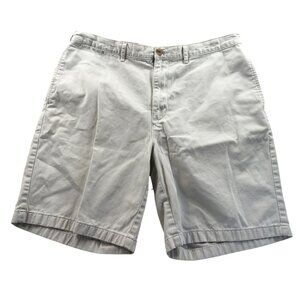 Lands End Mens Legacy Chino Shorts Size 36 White Flat Front Classic Casual